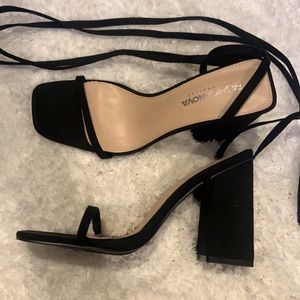 Black Strappy Block Heels